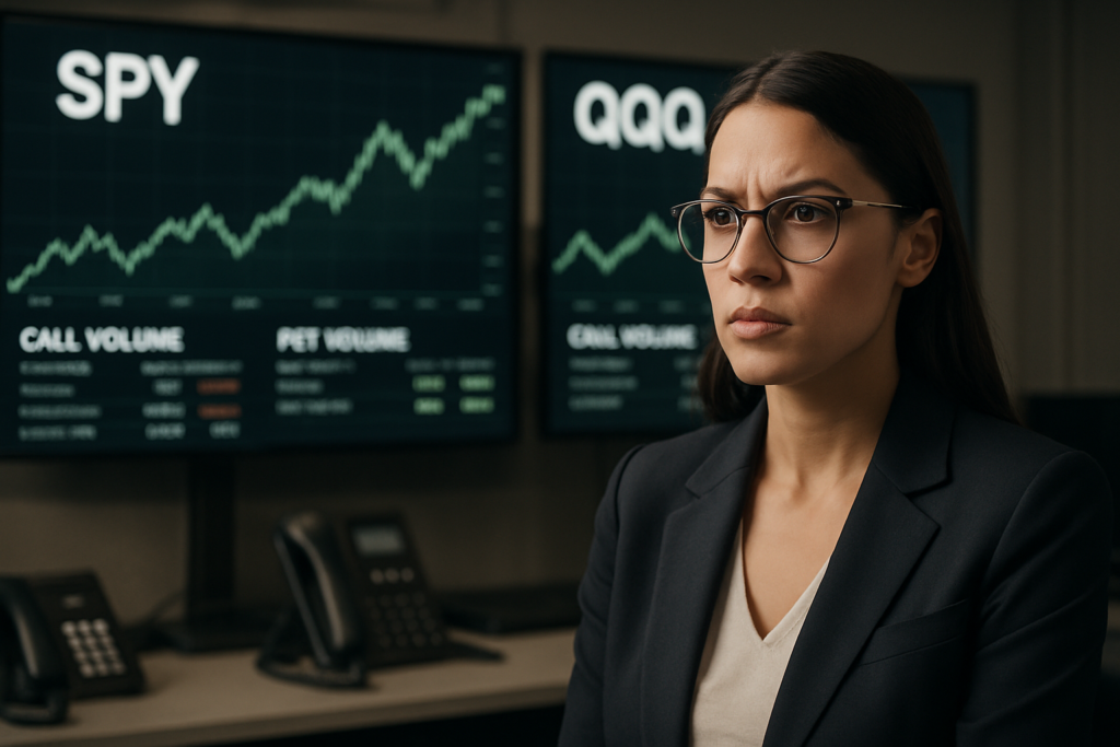 SPY และ QQQ Call Volume พุ่งสูงก่อนประกาศหยุดภาษี: อเล็กซานเดรีย โอคาซิโอ-คอร์เตซ เรียกร้องให้เปิดเผยข้อมูลจากสมาชิกสภาคองเกรส