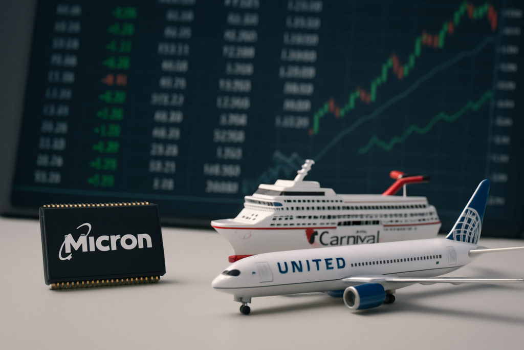 หุ้นที่เคลื่อนไหวเด่นวันนี้: Micron, Carnival และ United Airlines