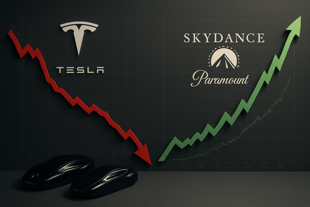 หุ้น Tesla ร่วงหลังคาดการณ์กำไรต่ำ ขณะที่หุ้น Paramount Skydance พุ่งขึ้นจากการระดมทุนใหม่